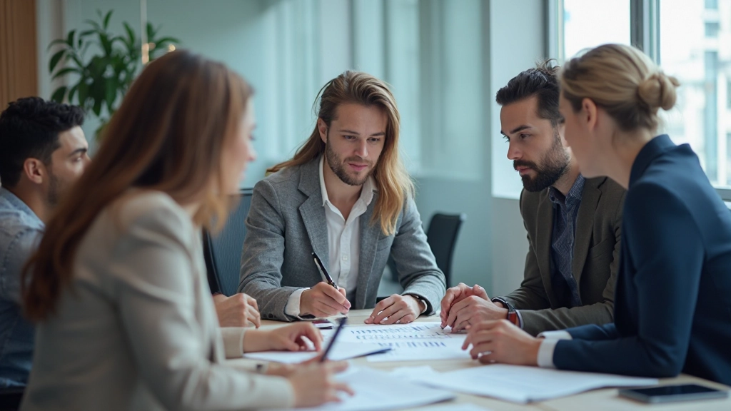 Команда аналитиков, обсуждающая результаты анализа перед большим монитором с графиками и диаграммами в конференц-зале