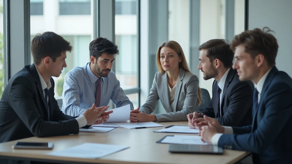 Профессиональное совещание команды аналитиков в конференц-зале с обсуждением результатов