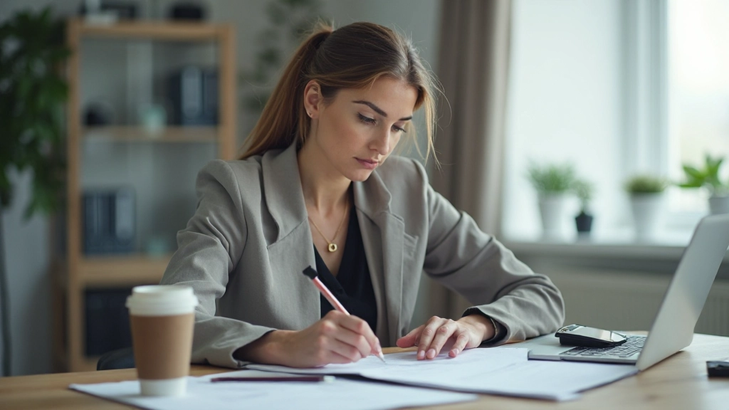 Специалист работает с планировщиком и органайзером для управления временем